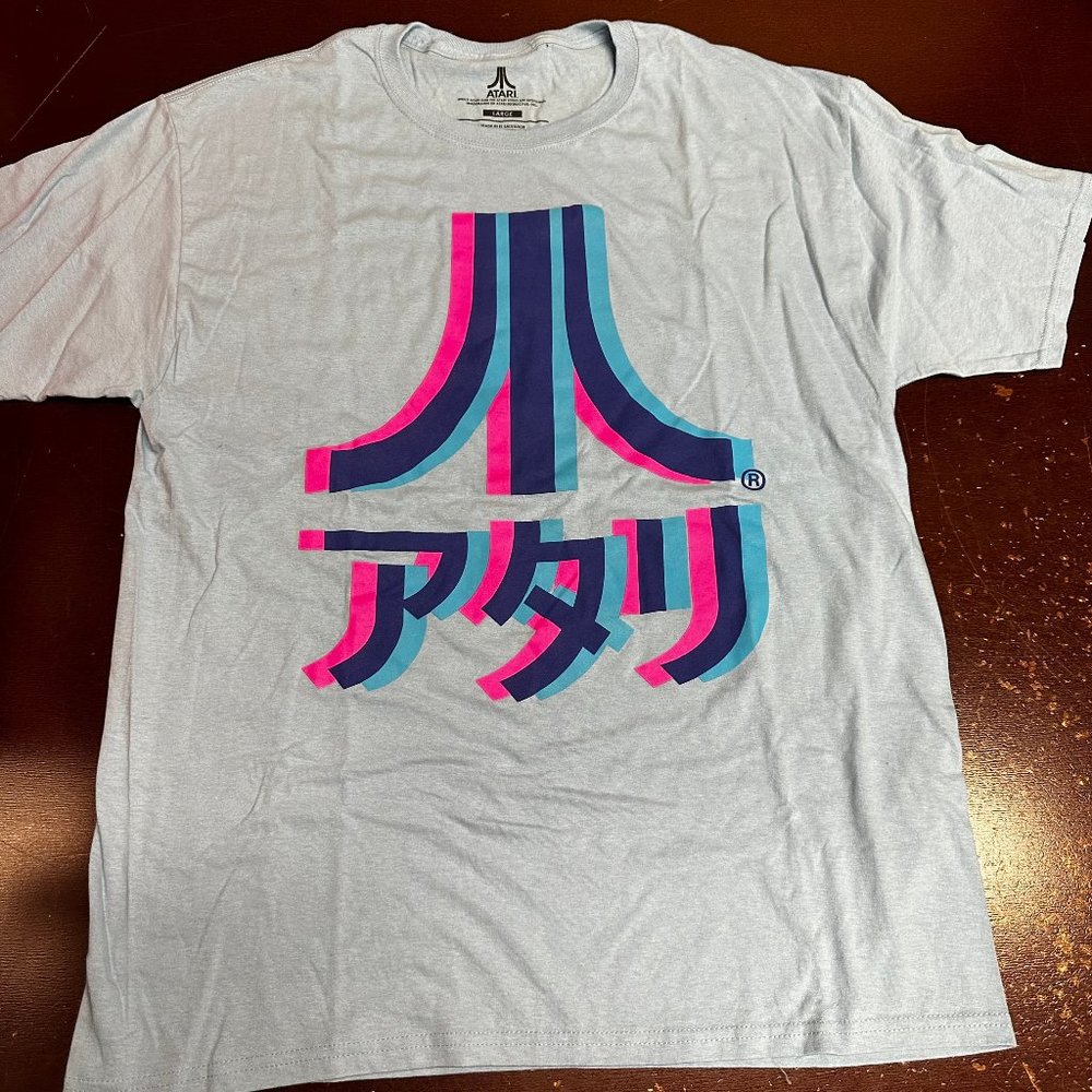 Atari Mens Gray Graphic Short Sleeve Logo Crew Neck Pullover T Shirt Size Large